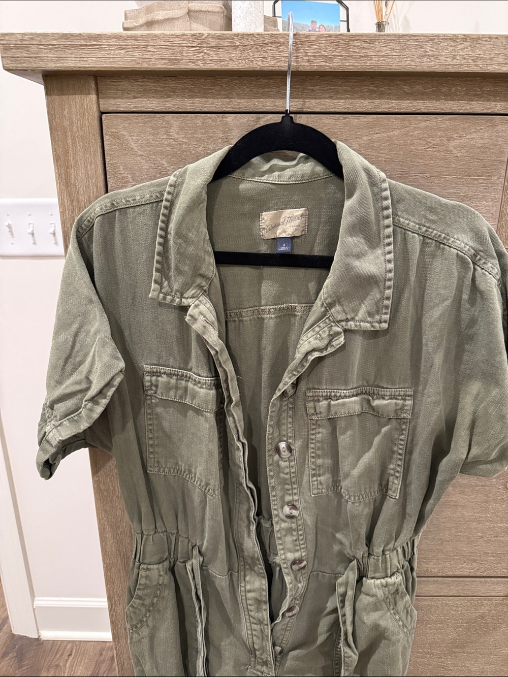 Universal Thread Olive Green Short-Sleeve Utility Jumpsuit - Picture 2 of 4